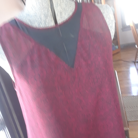 Size xsmall floral mesh mini black burgundy 👗🥻dress NWOT - Picture 4 of 16